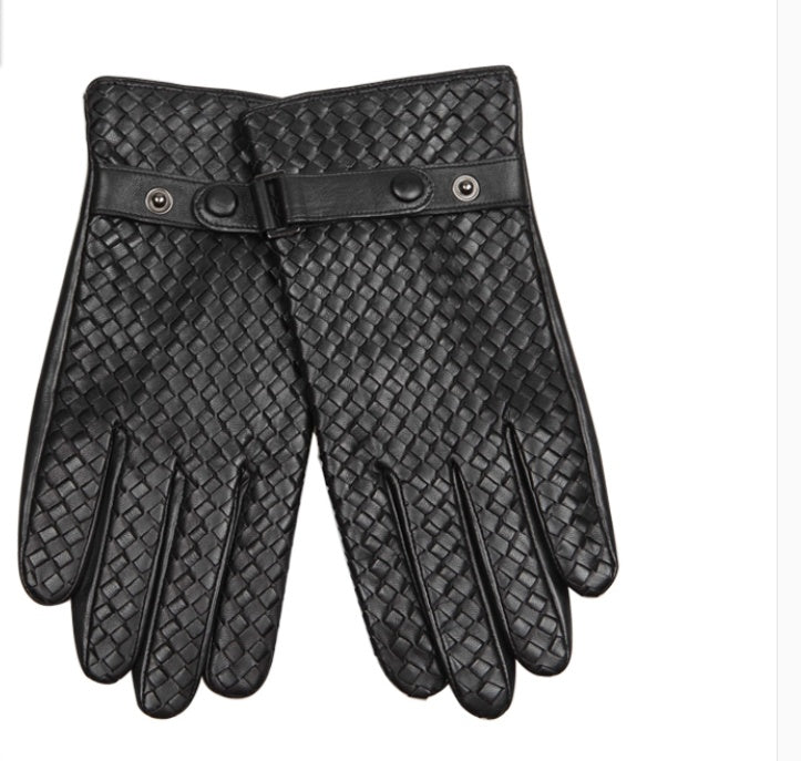 Leather Men's Woven Thin Gloves