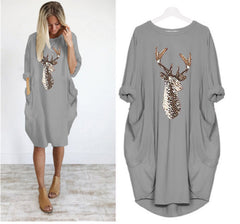 Christmas Pattern Printed Sweater Dress