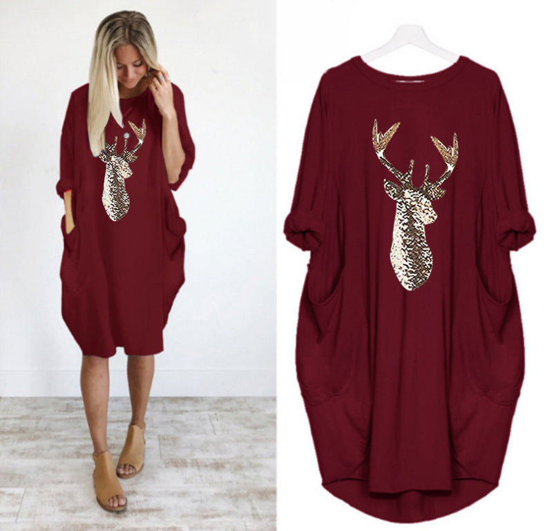 Christmas Pattern Printed Sweater Dress
