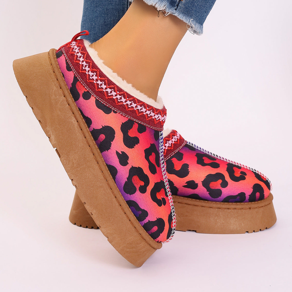 Christmas Print Ankle Boots